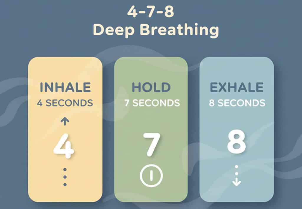 Infographic showing 4-7-8 breathing method for sleep