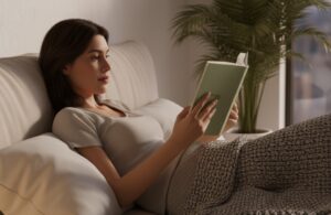 Sleepmaxxing: Person reading before bed in warm lighting during digital detox