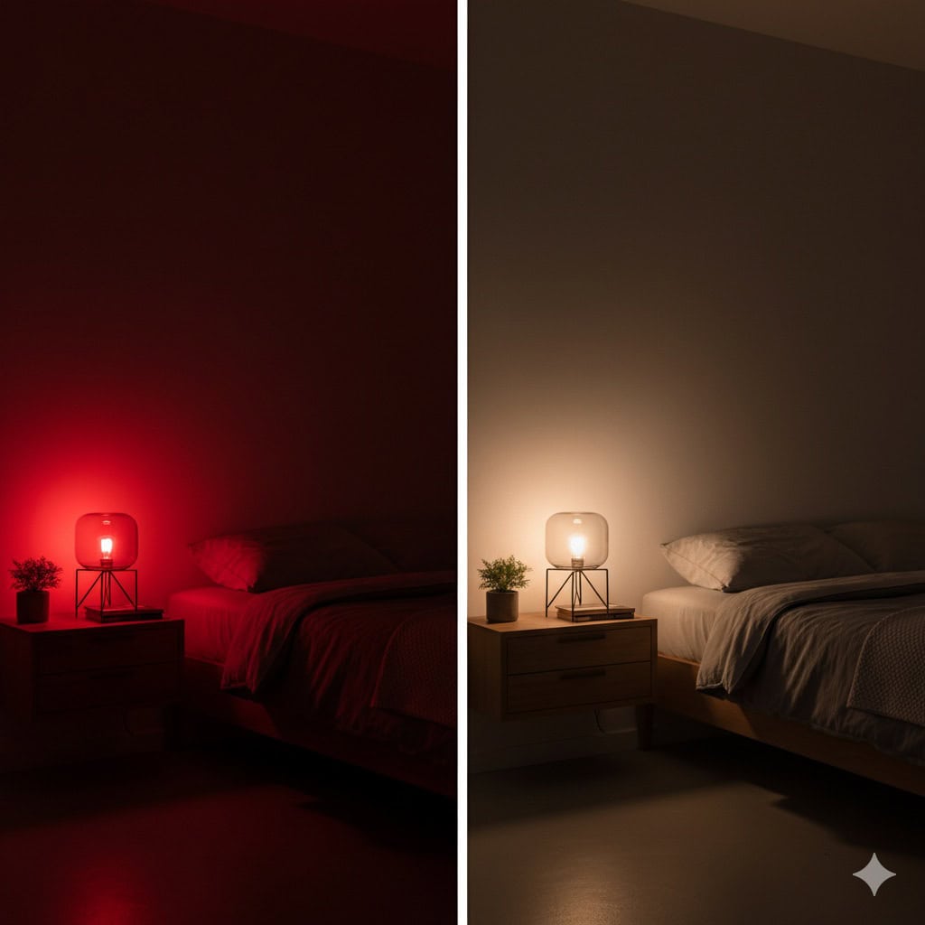 Red light lamps vs. warm white bulbs — which is better for sleep?
